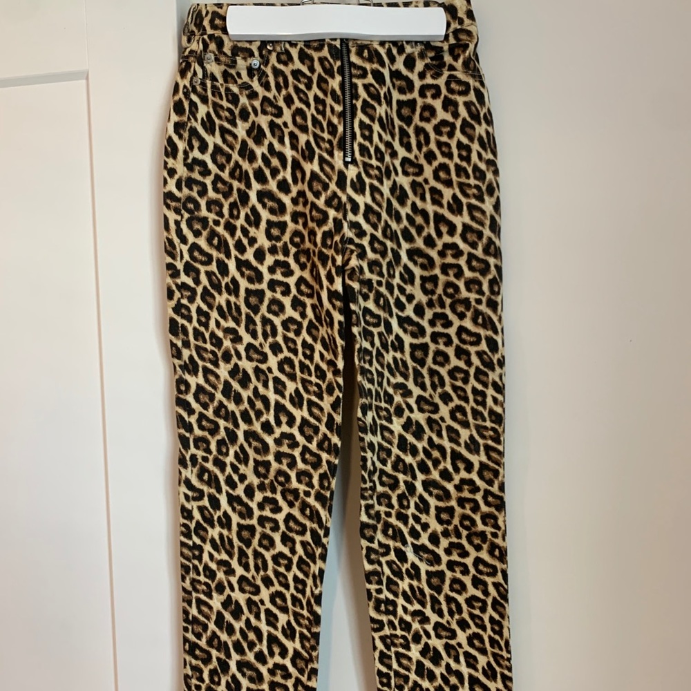 Forever-21 Cropped Cheetah Print Jeans